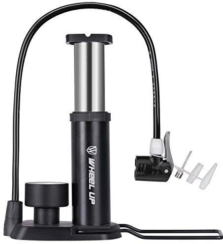 XPhonew Bike Pump, Universal Mini Floor Bicycle Pump with Gauge & Smart Valve Head, 120 Psi High Pressure Pump for Mountain Bicycle/Motorcycle/Ball, Automatically Reversible Presta & Schrader