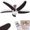 Ventilatore da soffitto Morino in metallo/legno/vetro in nichel opaco/marrone, lampada con ventilatore incl. telecomando commutabile in 3 fasi, adatto per l'estate e l'inverno, senza lampadina/e
