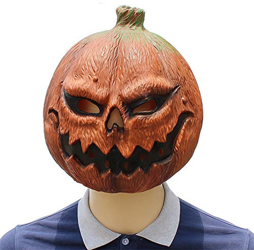 BaronHong Cosplay Maske Latex Helm Dekoration Thema Party Requisiten Halloween Kostüm Zubehör Erwachsene für Horror Lächeln Kürbis (schwarz, M)