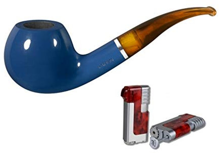 Vauen Pfeife AZZURRO 1542+ Necuma Pfeifenfeuerzeug inkl. Lifestyle-Ambiente Tastingbogen