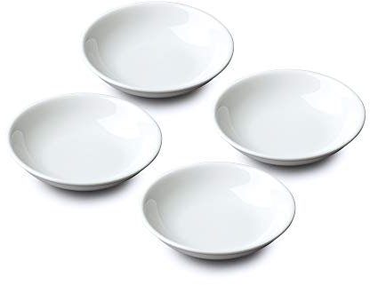 Wm Bartleet & Sons - Juego de 4 mini platos de porcelana para sushi, soja y condimentos, 10 cm, color blanco