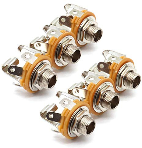 LOCHSOEL 6.35mm (1/4inch) Female Stereo Socket Panel Mount Jacks, Patch Cables, Microphone Connector Adapter 6 Pack-Lageter