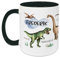 GRAZDesign Kindertasse mit Namen, Tasse Kinder, personalisierte für Junge Trinkbecher Kindergeschirr Kinder Becher Schwarz, Keramik BPA-frei, 330ml Motiv Dinosaurier