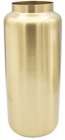 LaLe Living Uzun Grand vase décoratif en fer doré mat pour salon, salle à manger et cuisine Ø 10 x H 25 cm