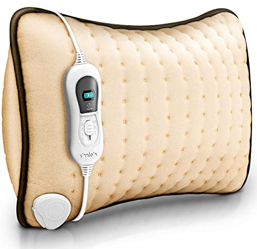 sinnlein Heizkissen elektrisch mit Füllung 100W für Rücken Schulter Nacken Bauch | Wärmekissen mit 3 Temperaturstufen & Abschaltautomatik (Beige)
