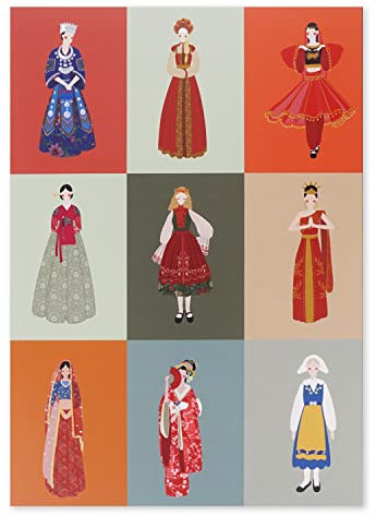 CoolChange Wandbild mit Folklore Kleidern | Poster auf Hartschaumplatte 30x42cm | Motiv: Traditionelle Kleider