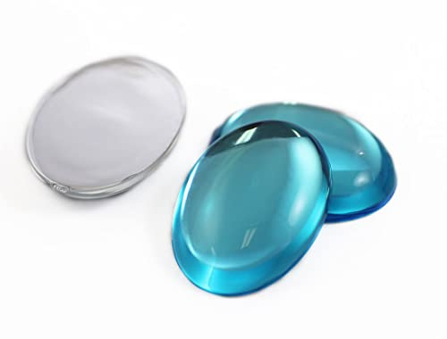 40x30mm Große flache ovale Acryl-Cabochons Strass Kunststoffedelsteine Verzierungen für Handwerk, Kostüme, Karten Einladungen, Schmuck, Cosplay - 4 Stück (Blau Aqua H109)