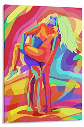 Stolen Kiss LGBT Regenbogen Flagge Stolz Monat Einschließlich Gleichheit Disversity Poster Kunstwerke Bild Poster Wandkunst Gemälde Leinwand Dekor Home Poster 50 x 75 cm