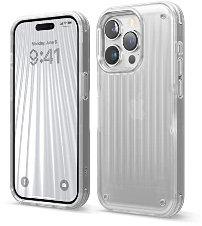 elago Buckler Hülle kompatibel mit iPhone 14 Pro Hülle (6.1) - Fallschutz nach US-Militärstandard, Strapazierfähige Schutzhülle, Kohlefaser-Textur, Robustes Design, Stoßfeste Abdeckung (Matt Klar)