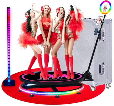 ZANOGI 360 Photo Booth Machine with Flight Case & Battery Pack for Parties,360 Slow Motion Camera Booth with Custom Magnetic Logo & Deluxe Suit,Control by APP or Remote,Flight Case (68 cm)