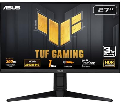 ASUS Monitor da gioco G-SYNC da 27 1440P 260Hz 1ms con sfocatura a basso movimento estremo