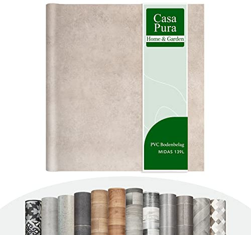 Vinyl Flooring Rolls by The Metre | Wood Effect, Tile Effect, Stone Effect PVC Flooring, Cushion Lino Floor Covering for Kitchen, Bathroom, Living Room (Midas 139L, 200 x 1500 cm)