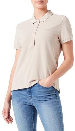 GANT Damen Slim Sheild Cap Sleeve Pique Polo, Dry Sand, Medium