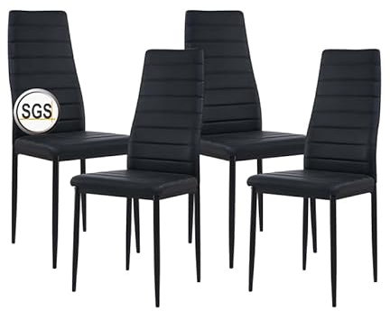 anrekl Lot de 4 chaises de salle à manger avec accoudoirs, pieds en métal, modernes et rembourrées, confortables, pour salle à manger, salon, cuisine, noir