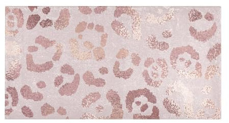 YOUJUNER Lange Badematte Rosa Leopardenmuster Badteppich Saugfähig Badvorleger weich rutschfest Badezimmerteppich Duschvorleger Duschmatte