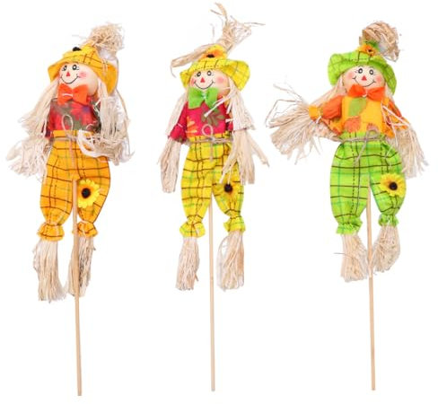 DECHOUS 3 Piezas Espantapájaros para Exterior Espantapájaros para Jardín Decoración De Muñeca De Espantapájaros De Tamaño Natural Adornos De Muñeca De Arte De Espantapájaros Pequeño