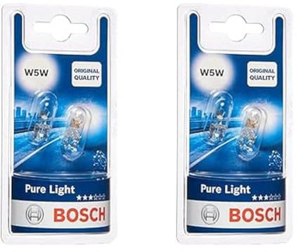 Bosch W5W (501) Pure Light Car Light Bulbs - 12 V 5 W W2,1x9,5d - 2 Bulbs (Pack of 2)