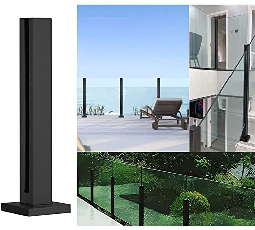 Glasgeländerpfosten für Geländer im Innen- und Außenbereich, vertikale Glasballisterstange für Terrassen mit quadratischer Basis, für Balkon, Veranda, Flur, Terrasse, Garten, Pool, Balkon, T