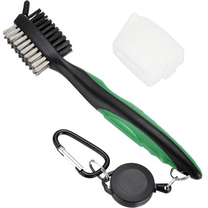 PATIKIL Golf Club Brush with 2.75 Ft Retractable Zip-line, Golf Club Groove Cleaner with Cleaning Tip Nylon and Wire Bristles, Green