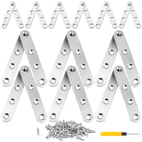 GZqiancang Lot de 12 charnières pivotantes en acier inoxydable avec 72 vis et 1 tournevis pour portes d'entrée, armoires, salles de bains, rebords de fenêtre