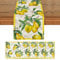 5 Stück Mode Zitrone Sommer Tischläufer Platzsets Set 33x183cm/30x45cm,FrüChten Zitrone Blumen Muster Tischsets,Bankett Tischsets Waschbar Platzdeckchen Küche Esstisch Dekoration Party Deko
