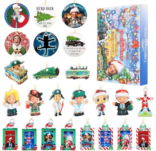 Christmas Vacation Adventskalender, CIYIN 24 Tägiger Weihnachts Adventskalender, National Lampoon Adventskalender 2024, Schöne Bescherung Adventskalender Anhänger, Weihnachts Countdown Kalender
