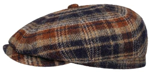 Stetson Hatteras Flatcap Kariert 100% Schurwolle Herren Herbst Winter dunkelblau M (56-57 cm)