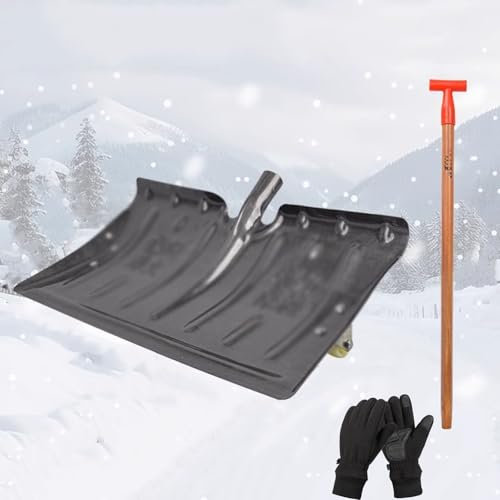 Snow Shovel, pala para trineo móvil, herramienta de pala de nieve de invierno, pala de nieve para exteriores, pala extragrande, tabla de remoción de nieve (70 cm + mango de madera en forma de T)