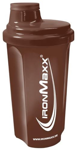 IronMaxx Shaker à protéines - Marron 700 ml | Shaker à protéines avec bouchon rotatif, passoire, mesure | Anti-fuite, lavable, sans BPA & DEHP
