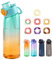 Metyniete Bouteille d'air, 900 ml, avec 7 capsules aromatisées, en Tritan, sans BPA, pour le sport, bleu orange