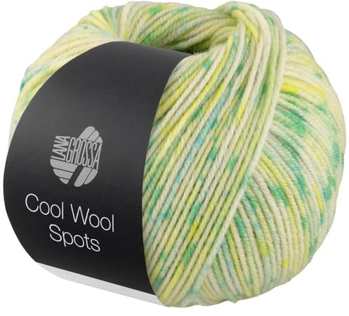 LANA GROSSA Cool Wool Spots | Extrafeine Merinowolle, waschmaschinenfest mit buntem Sprenkeldruck | Handstrickgarn aus 100% Schurwolle | 50g Wolle zum Stricken & Häkeln | 160m FB 5007