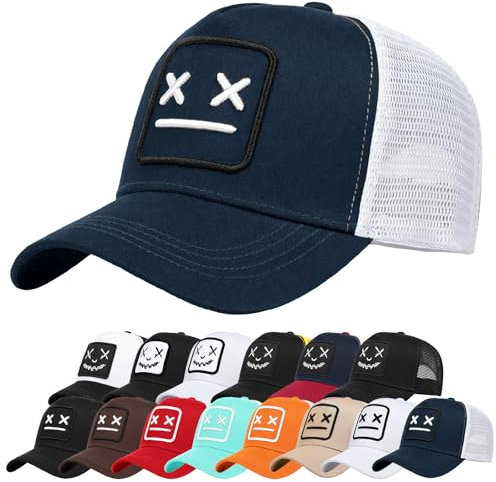 Enwokran Baseballkappe Herren Quirky Bizarre Stickerei Hüte Unisex Hip Hop Trucker Caps Verstellbare Netzrückseite UV-Schutz Sport Reisen Draußen Sonnenschutz Hüte Baseball Cap (Marine)