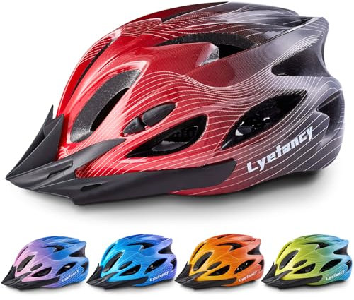 Kids Bike Helmet, Lyefancy Kids Helmet for 3-9 Years Old Boys Girls, Children Adjustable Helmet 48-55cm for Bicycle Scooter Skating Cycling with Visor (Red)