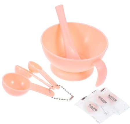 FRCOLOR Pink Diy Facial Mask Bowl Set with Measuring Cup and Mask Granules Silicone Mixing Tools for Skincare and Beauty for Girls and Ladies