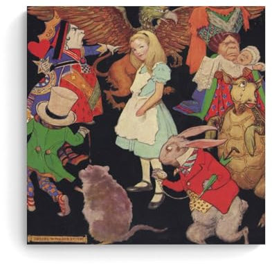 Jessie Willcox Smith, Kunstposter Alice im Wunderland, Wandkunst, Schlafzimmerdruck, Heimdekoration, hängendes Bild, Leinwandbild, Gemälde, 60 x 60 cm
