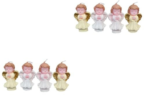 iplusmile 2 Sätze Kleine Engel Kerze Babys Geburtstagskuchen Kerze Für Die Babyparty Wachskerze Geburtstagskerze Kerzen Kleine Engelfiguren Lustig Paraffin 4 Stück * 2