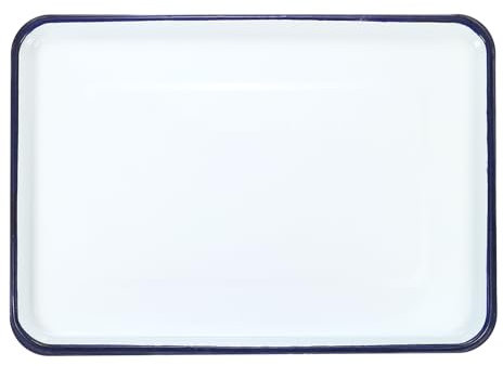 sourcing map Butcher Tray Palette 18 x 14 Metal Triple Enamel Coated Rectangular Tray Holder Artist Painter Painting Tool for Art Paint Acrylic Watercolor Mixing