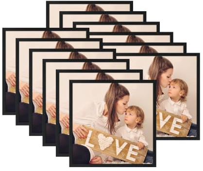 Ditwis 12 Stück Bilderrahmen 30x30 Schwarz, Quadratisch Fotorahmen für Fotos und Bilder, Wand- und Tischaufstellung, Modern Rahmen für Wohn-, Schlaf- und Büroräume