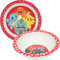 Juego de 2 platos y cuencos de Pokémon para niños, 100% oficial con licencia oficial sin BPA, vajilla de plástico reutilizable, diseño de dibujos animados, vajilla para aperitivos para niños y niñas a
