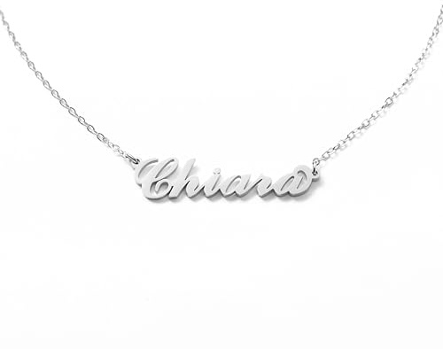 MAPIMANIA - Collana con nome Chiara personalizzata in acciaio inossidabile, idea regalo donna compleanno, laurea, catenina argento ragazza