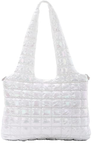 Jywmsc Große Puffer-Tasche für Damen Gesteppte Bauschige Umhängetasche Laser Glänzende Hobo Handtasche