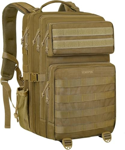 YOREPEK Große Kapazität Outdoor Armee Rucksack Herren, 40L Militär Taktischer Rucksack, Army Assault Survival Tactical Daypack für Camping Trekking Wandern Reise Arbeit, Khaki