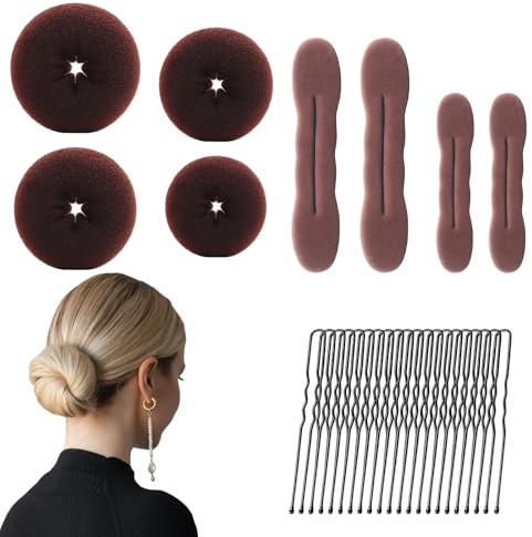 28 Stück Duttkissen, Dutt Maker, Haardonut, Haardutt, Haarknotenmacher für Alltag und Sport, Haarteil Dutt Hilfsmittel mit Flexiblem Design, Ideal für Kinder und Erwachsene