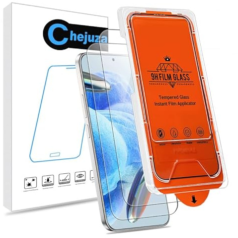 chejuza Cristal templado para Redmi Note 12 Pro 5G, película protectora con kit de instalación fácil, dureza 9H, cobertura total, compatible con fundas, 2 unidades