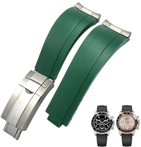 BHOLSA 20 mm 21 mm Gummi-Armband mit kurzer Schnalle, passend für Rolex Daytona Submariner Role OYSTERFLEX Yacht Master, kleines Handgelenk-Silikonarmband