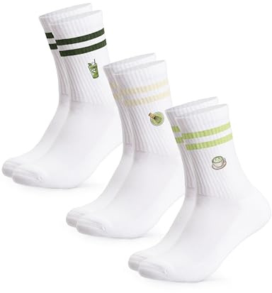 Occulto Damen & Herren Motiv Tennissocken mit Streifen 3er Pack (Modell: Summer), Statement Tennis Socken