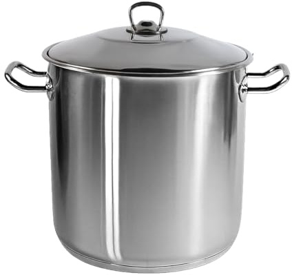 XXL Edelstahl Suppentopf mit Deckel – 21L 37L 50L – Induktion geeignet – großer Gastronomie Kochtopf für Großküche, Catering & Profi Küche (21.0, Liter)