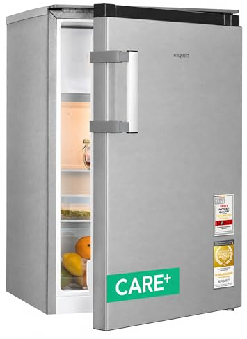 Exquisit CARE+ Kühlschrank mit Gefrierfach 121 l | Leise 39 dB, Energieklasse E | Einfache Bedienung, Gut Ablesbar, Hoher Komfort | LED-Beleuchtung, Glasablagen | KS16-4-HEA-090E Inox
