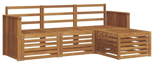 vidaXL Sofagarnituren 4 pcs Natur Massivholz Akazie, Moderner Garten-Sofa, robuster Sectional für den Außenbereich, stylishe Lounge, Terrasse für Komfort