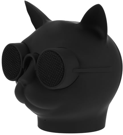 Toddmomy Haut-Parleur sans Fil de Tête de Chat Noir, Design Portable en Plastique, Batterie 1500mah, Enceinte Polyvalente Maison et Déplacements